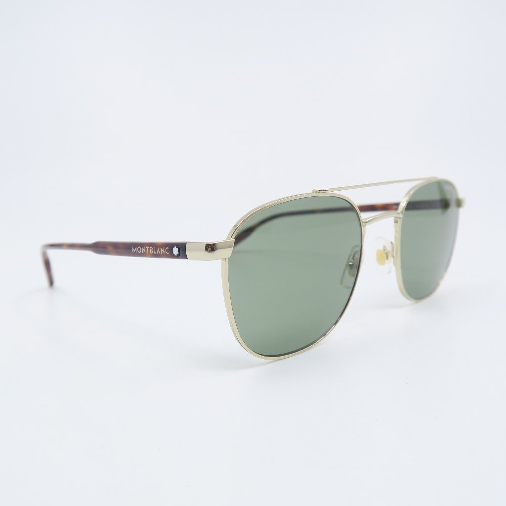 Montblanc Mb0114s 003 54mm Gold/Havana/Green, Pilot, New Men's Sunglasses.